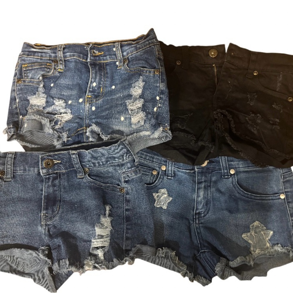 Girls Jean Shorts- - Blue and Black- Size 12